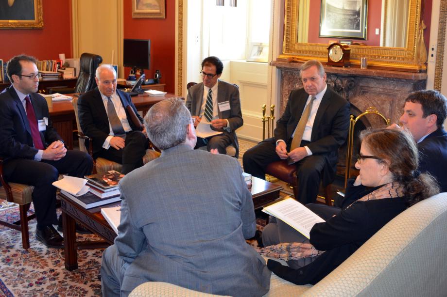 U.S. Senator Dick Durbin (D-IL) met with Executive Director Jeremy Ben-Ami and members of J Street to discuss issues in the Middle East.